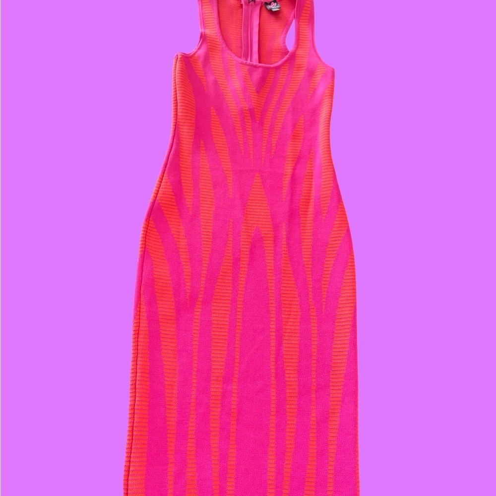 2B Bebe Vibrant Pink and Orange Sleeveless Dress size S